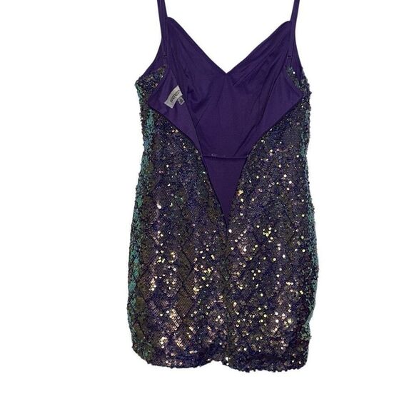 Faeriesty Purple Spaghetti Strap Sequin Bodycon Party Mini Dress Ladies Small - Picture 5 of 15